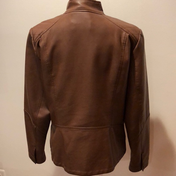 Camel Faux Leather Jacket - Picture 3 of 7